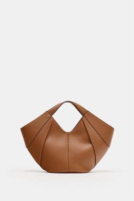 ZARA СУМКА С КОНТРАСТНОЙ СТРОЧКОЙ, ТЕМНЫЙ РЫЖЕВАТО-КОРИЧНЕВЫЙ