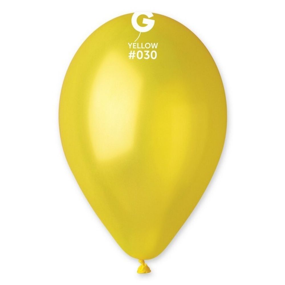 Воздушные шары Gemar, цвет 030 металлик, жёлтый, 100 шт. размер 12&quot;