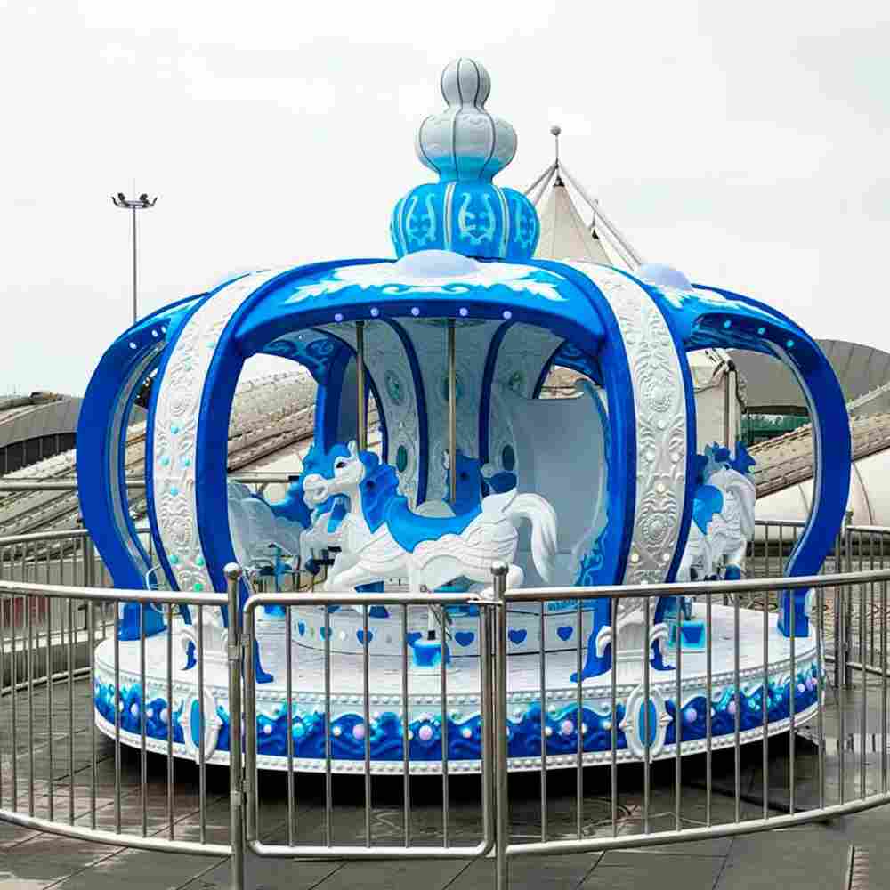 Детская электрическая карусель «Снежная корона» синяя, 12 мест