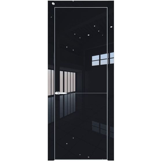 Межкомнатная дверь глянцевая Profil Doors 16LA чёрный люкс с алюминиевым молдингом