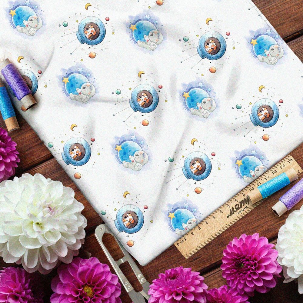 Ткань оксфорд 210 космонавты и собаки