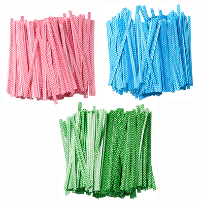 500 скрутиков-прутиков 10 см с рисунком Горошек в пластмассовой оболочке