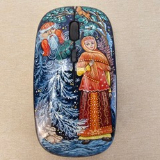Мышь беспроводная, с ручной росписью Палех "Морозко"