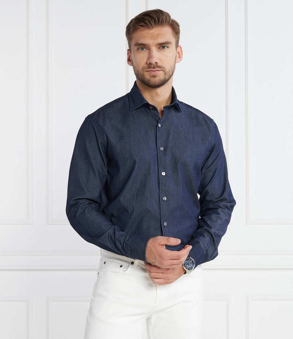 Рубашка Cut Away Washed DENIM Oscar Jacobson - темно-синий(12099786)