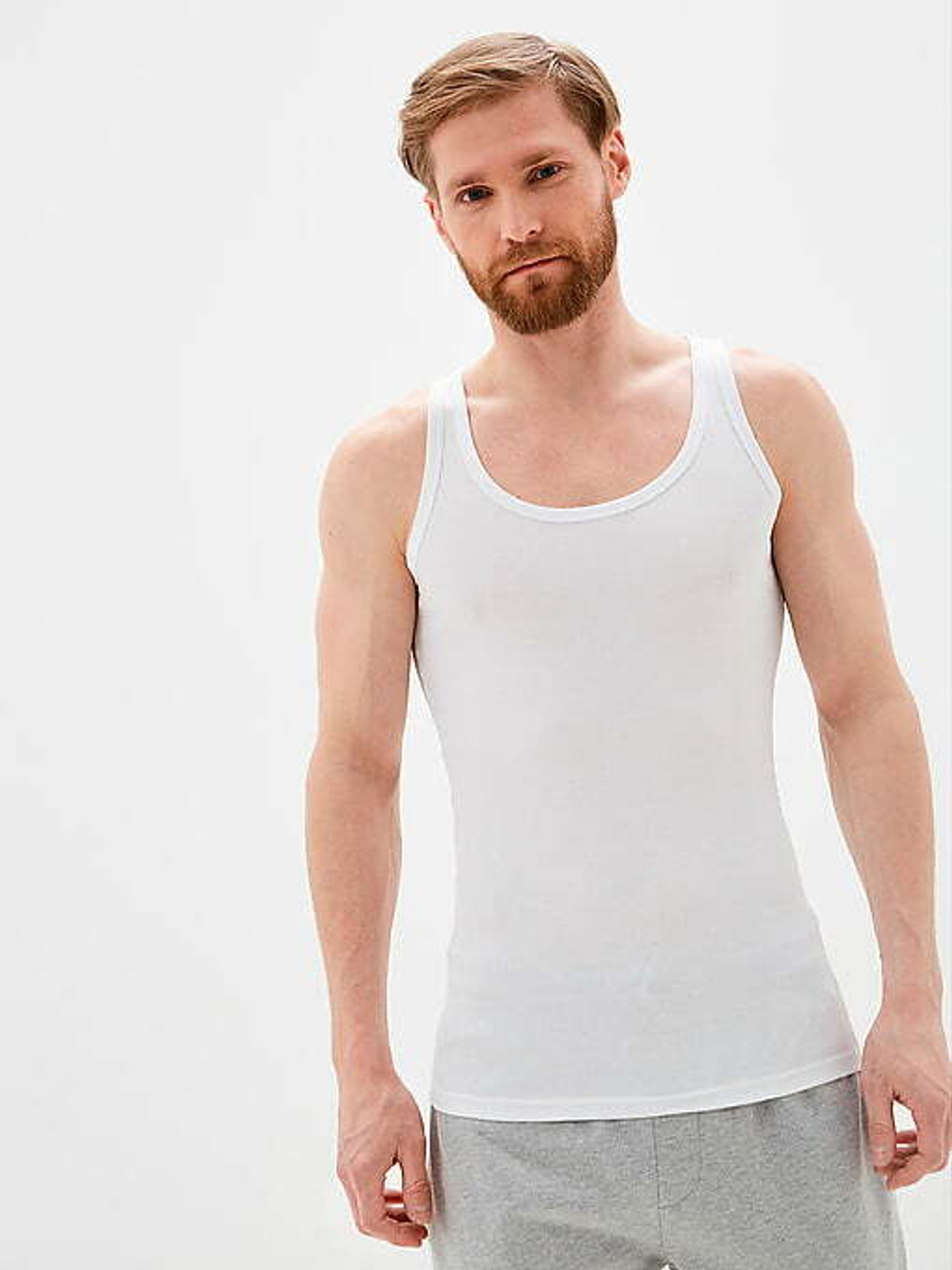 Майка мужская Double Rib белый