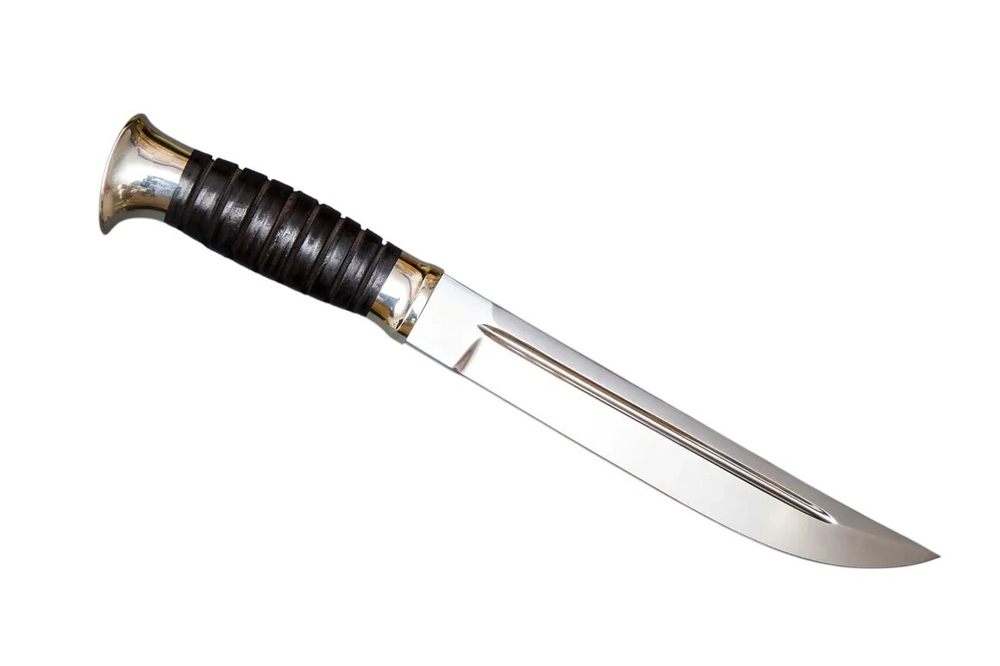 Нож кузница Семина Казак, сталь Х12МФ кожа, резная рукоять