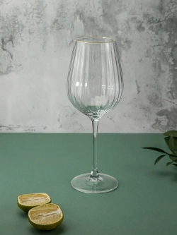 Набор бокалов для вина, 600 мл, 2 шт. с золотой каймой