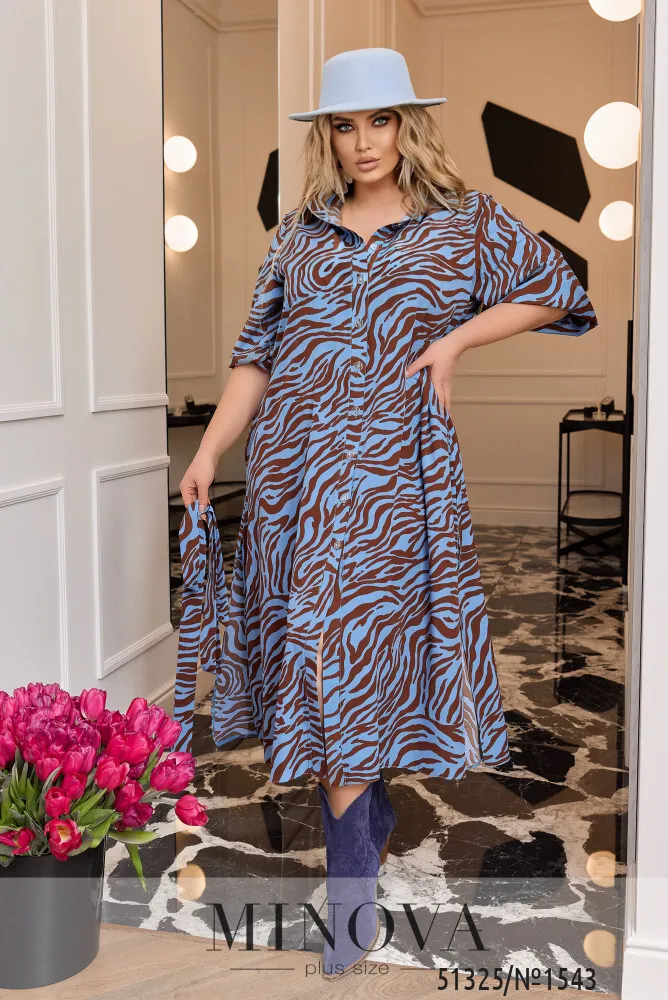 Платье 1543-бирюзовый-бежевый Minova