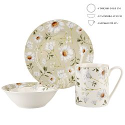 Столовый набор 12пр "Camila" тарелка d=19см*4, салатник d=14см*4,кружка v=370мл*4 (фарфор) (подароч