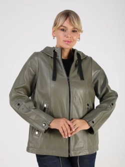 Кожаная куртка демисезонная с капюшоном