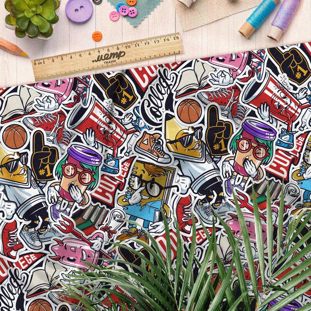 Ткань муслин американские стикеры