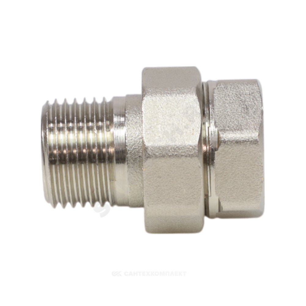 Соединитель латунь никель американка Ду 20 (3/4") прямой ВР/НР VALFEX VF.340.N.034