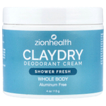 Zion Health, ClayDry, крем-дезодорант, свежесть для душа, 113 г (4 унции)