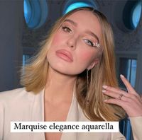 Серо - голубые  линзы c окантовкой на 12 мес. Marquise elegance Aquarella /Цветные серо - голубые линзы для темных и светлых глаз