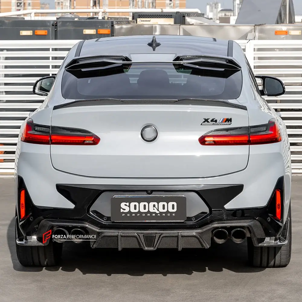 Карбоновый диффузор заднего бампера со стоп-сигналом для BMW X4M F98 Рестайлинг 2022+ БМВ