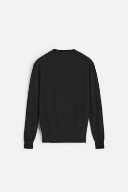 ZARA СВИТЕР ИЗ ЛЕГКОЙ ШЕРСТИ И КАШЕМИРА С V-ОБРАЗНЫМ ВЫРЕЗОМ, ЧЕРНЫЙ