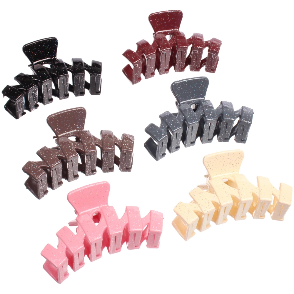 Заколка - краб для волос «AKS - MANTANA», микс 6 цветов, зиг - заг, 7*2,3см