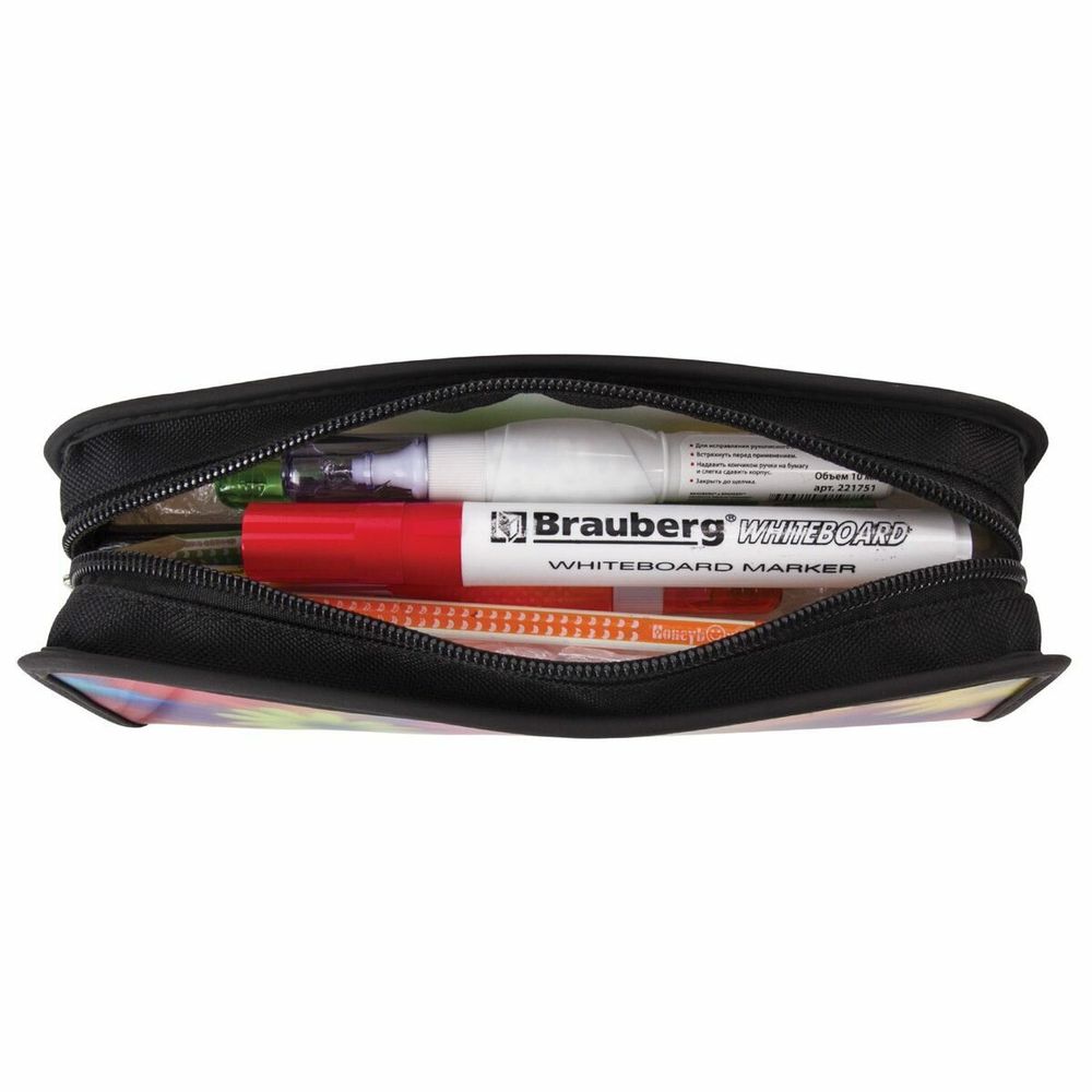 Пенал-косметичка BRAUBERG, с эффектом 3D, пластик, "Цветы", 22х10х5 см, 227301