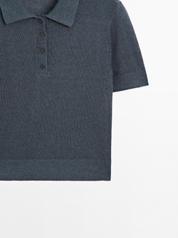 Massimo Dutti Свитер из смесового льна, свинцовый