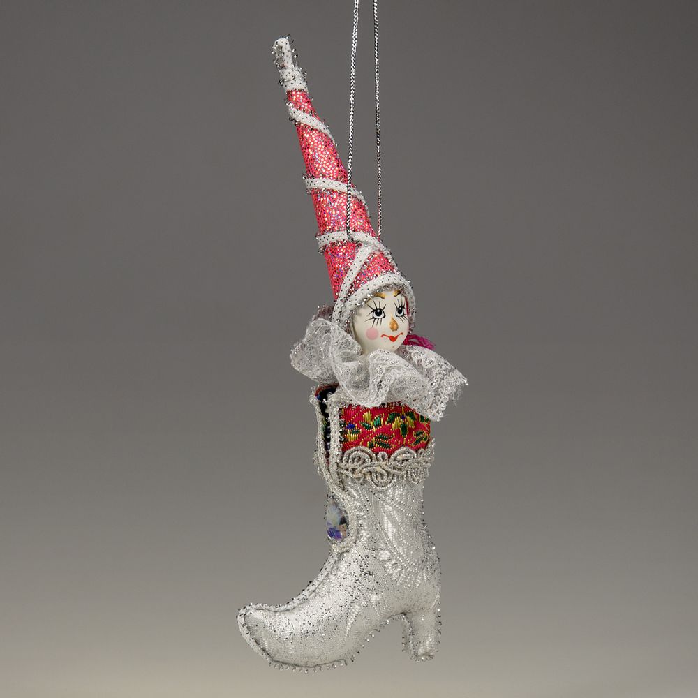 Ёлочная игрушка Гном в парчовом сапожке