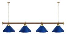 Лампа STARTBILLIARDS 4 пл. (плафоны синие,штанга синяя,фурнитура золото)