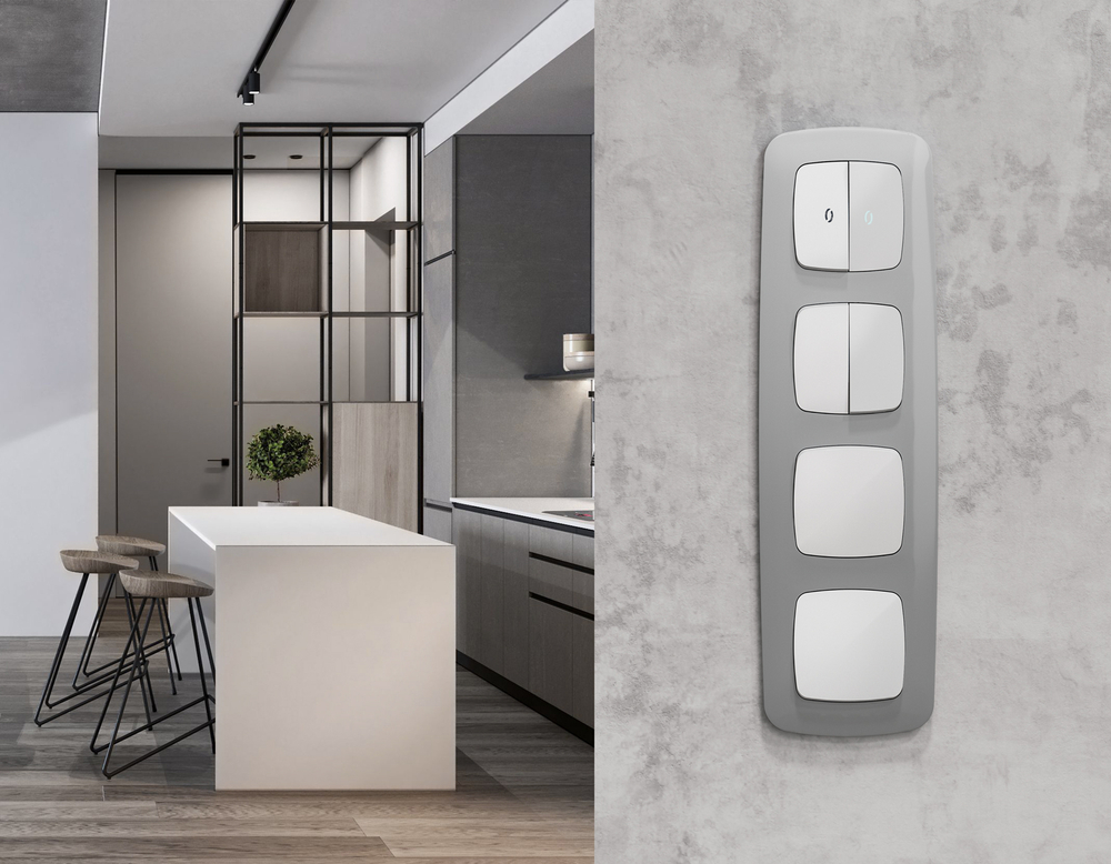 MO123030 Комплект механизма 2-клавишного перекрестного выключателя 10A-250V OMEGA Белый матовый QUANT (OP1230, VM125)