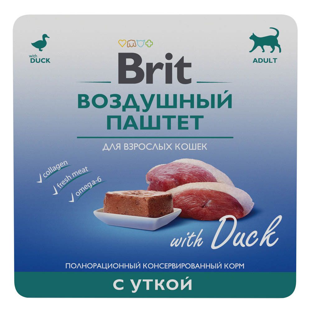 Brit Premium Воздушный паштет с уткой для взрослых кошек 100 г