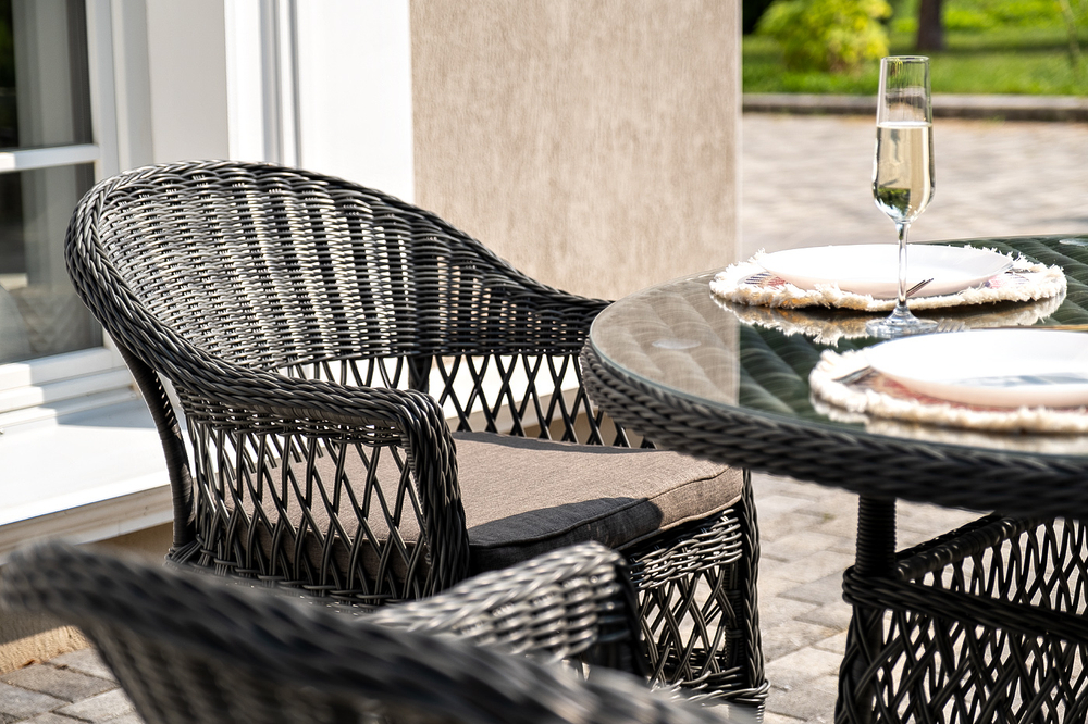 "Дольче" обеденная группа из искусственного ротанга, цвет графит