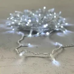 Светодиодная гирлянда с колпачком 100 холодных белых LED ламп 10 м., 24В., прозрачный провод ПВХ, IP65, LTC (PST100CAP-10-1W)