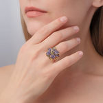 Кольцо «Лилия» из лимонного золота с фианитами