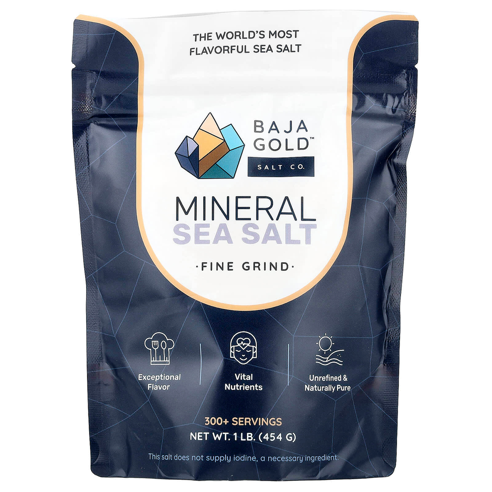 Baja Gold Salt Co., Минеральная морская соль, мелкого помола, 454 г (1 фунт)