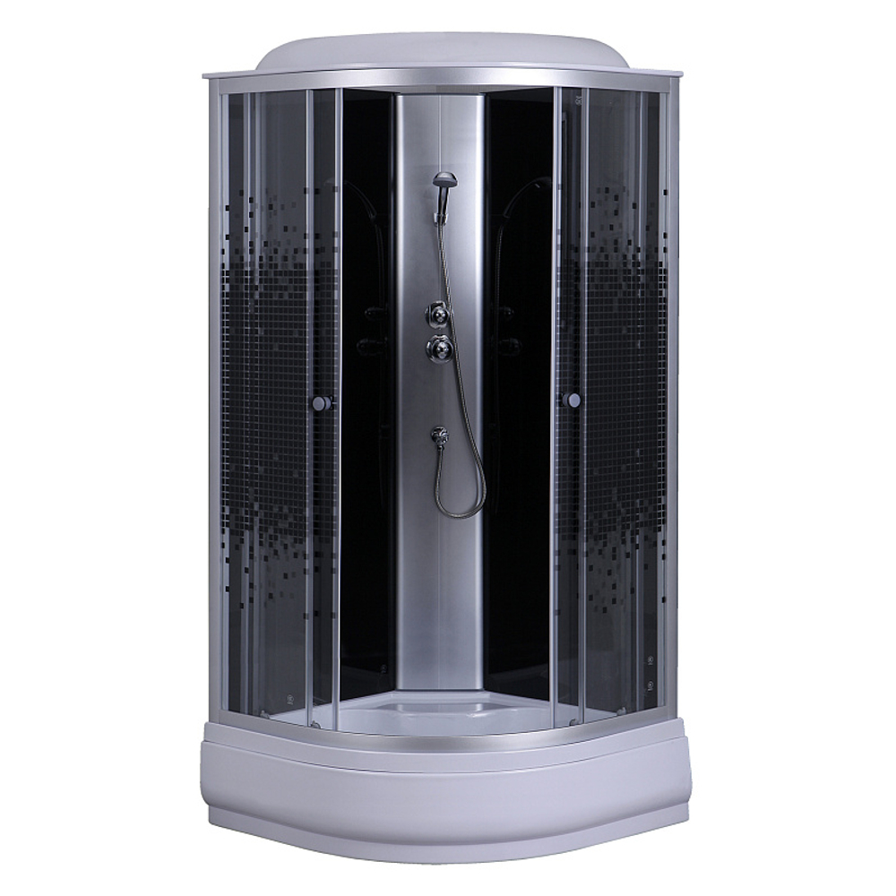 Душевая кабина Loranto 100х100х215 поддон 25см, мозаичный узор, прозрачное стекло 4мм, профиль хром (CS661025K100)