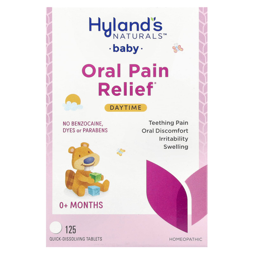 Hyland's Naturals, таблетки для облегчения боли в полости рта у грудных детей, для дневного приема, от 0 месяцев, 125 быстрорастворимых таблеток