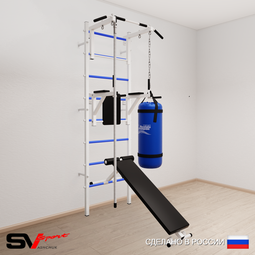 Шведская стенка Sv Sport 5801 (Турник стандарт/Брусья/Скамья/Канат/Цепь/Мешок 15кг)