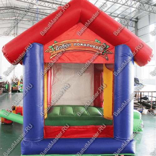 Батут "Домик в деревне с крышей" 3.5*3*2.7 м