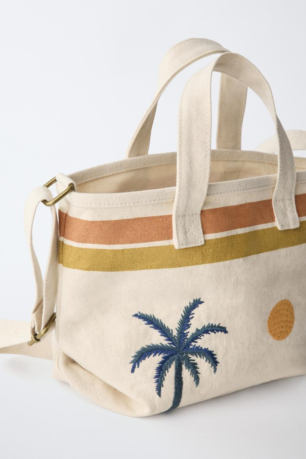 ZARA СУМКА-ШОПЕР С ПРИНТОМ, ЭКРЮ