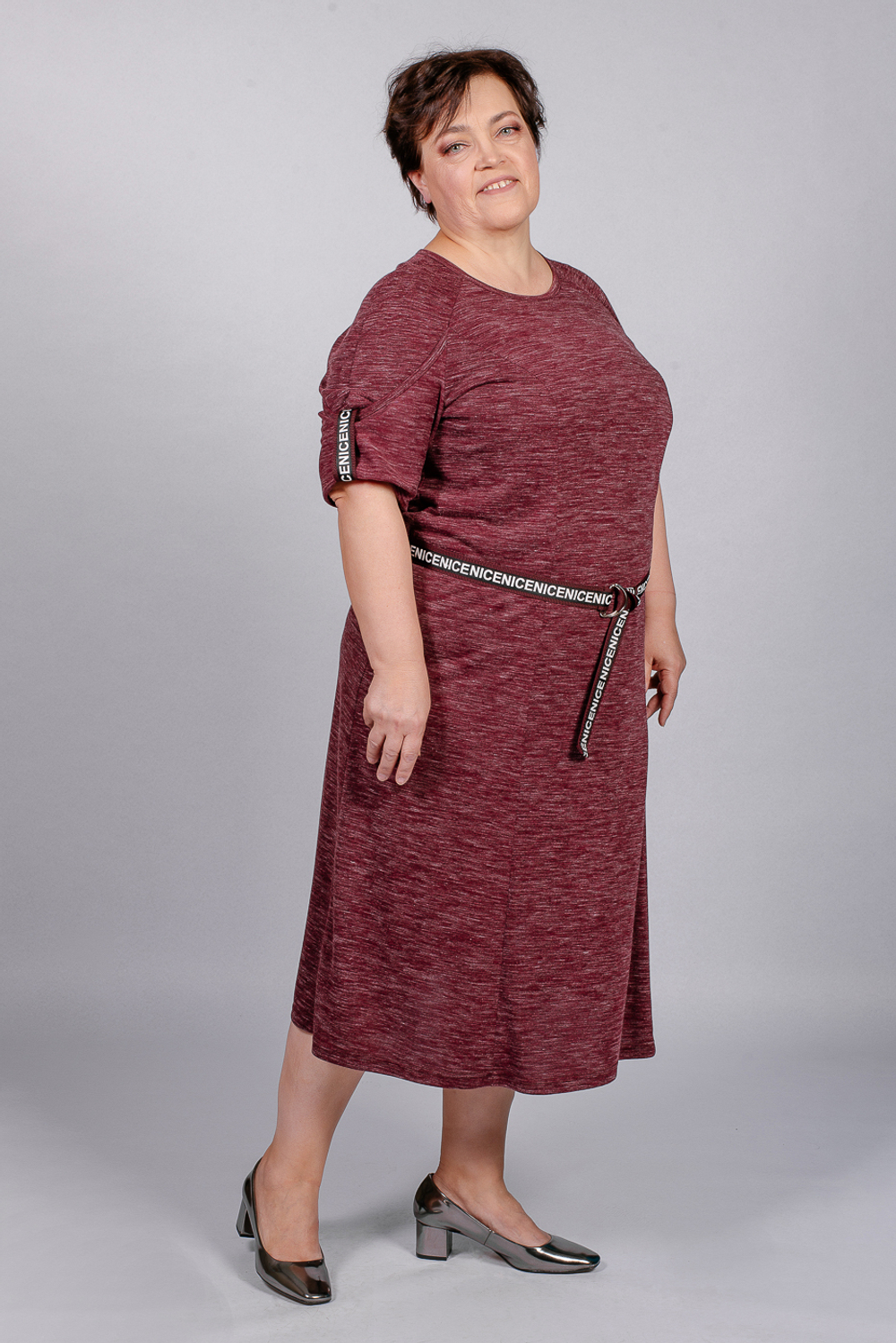 Трикотажное платье 2866АП, вишневый #95В052866АП