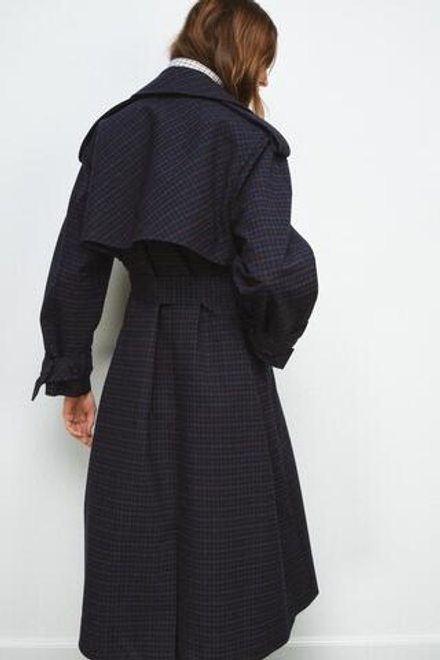 ZARA ТРЕНЧ В КЛЕТКУ ZW COLLECTION LIMITED EDITION, КОРИЧНЕВО-СИНИЙ