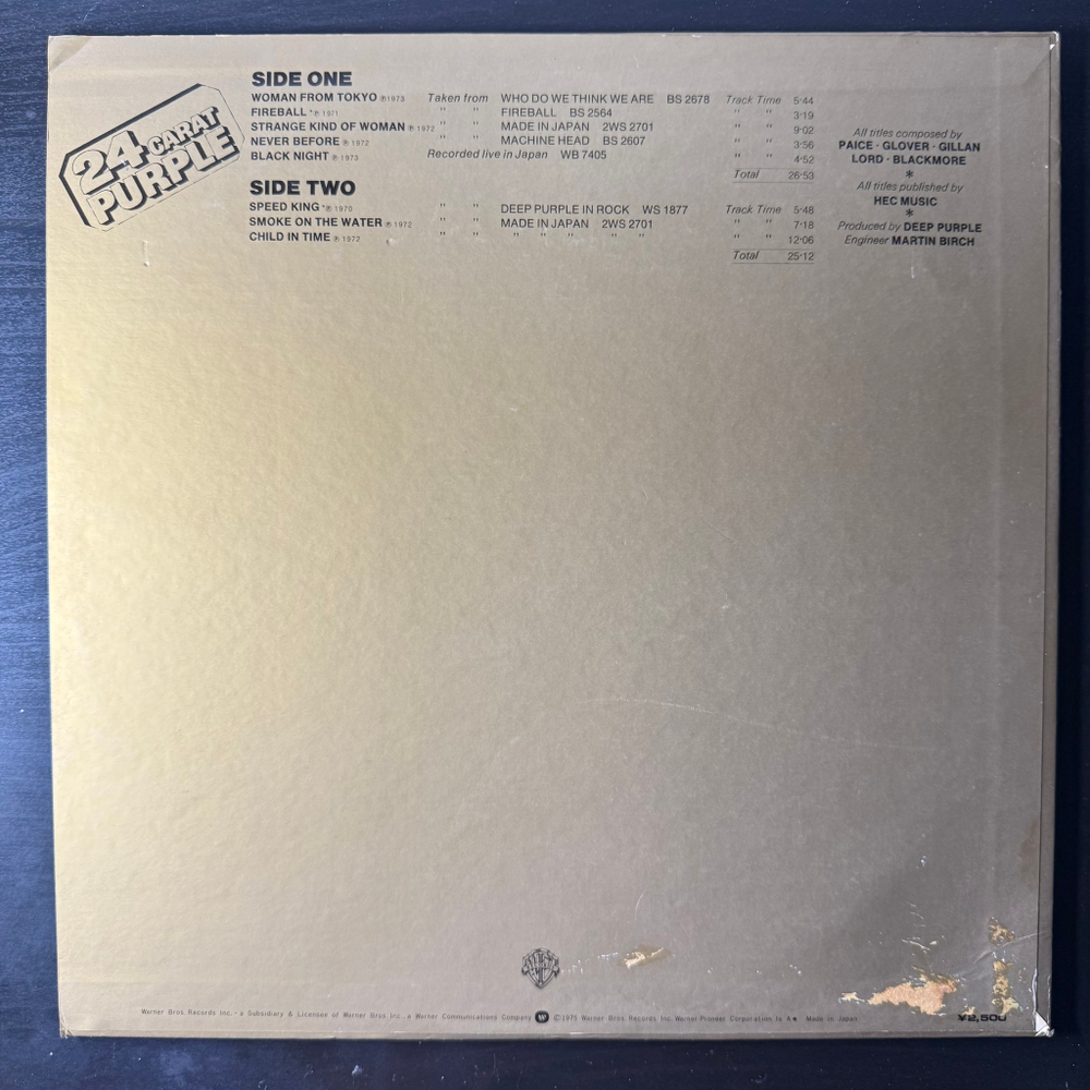 Deep Purple ‎– 24 Carat Purple (Япония 1975г.)
