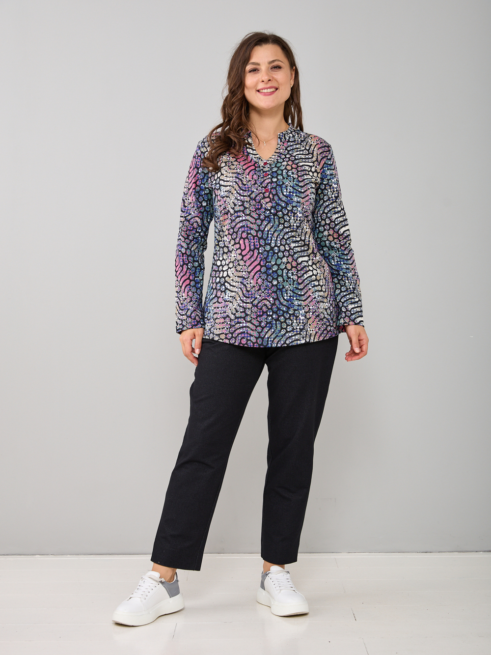 Блузка БЛ-22/тсиний-хамелеон