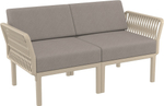 Диван пластиковый двухместный с подушками Siesta Contract Portofino Lounge, бежевый, светло-коричневый