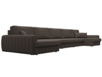 Диван П-образный Лига-057 НПБ МегаЛонг, Амур 05 коричневый, Рогожка, 129351