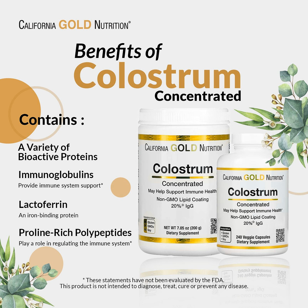 California Gold Nutrition, молозиво с 20% иммуноглобулинов IgG, 240 растительных капсул