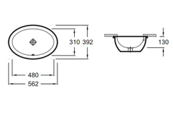 Встраиваемая раковина Jacob Delafon Vox 56 см EYG102 схема