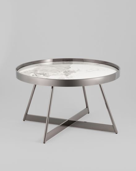 Журнальный столик Гера 80*80 см сталь тёмный хром