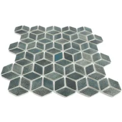 STP-GN007-RMB Natural Мозаика плитка из стекла Steppa зеленая серая глянцевая