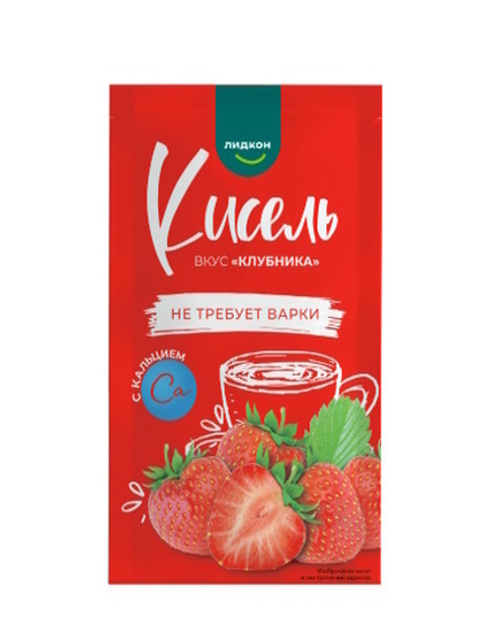 Кисель "Клубника" с кальцием 25г. Лидкон