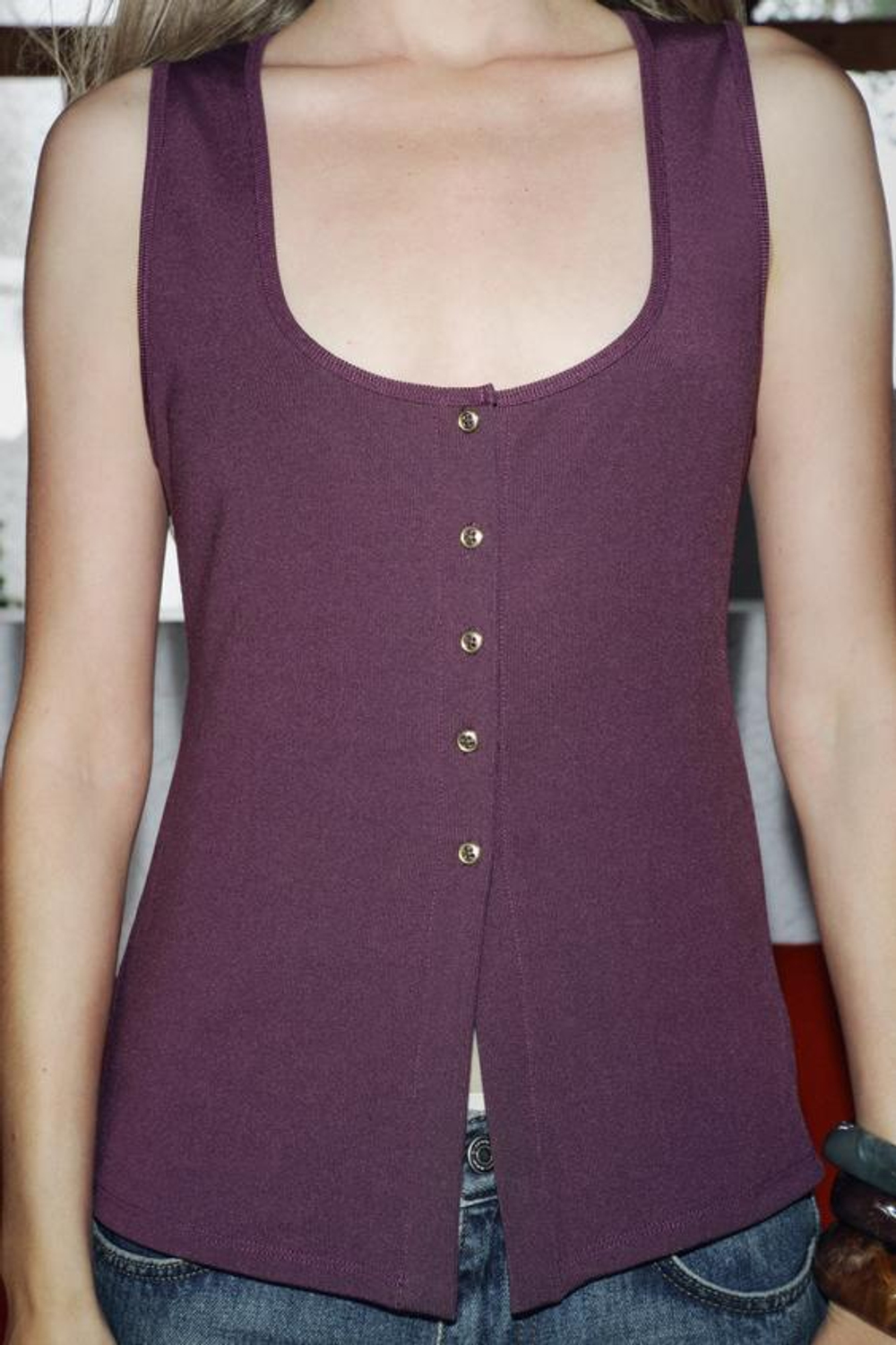 ZARA ТОП В РУБЧИК С ПУГОВИЦАМИ, БОРДОВЫЙ