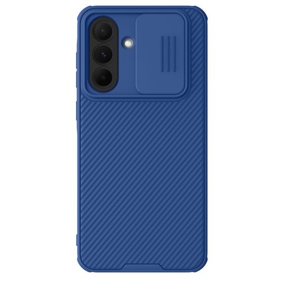 Чехол синего цвета с защитной шторкой для камеры от Nillkin на Samsung Galaxy A56 5G, серия CamShield Pro Case