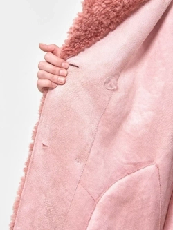 Шуба женская из овечьей шерсти чебурашка тедди, розовая, SilverFox